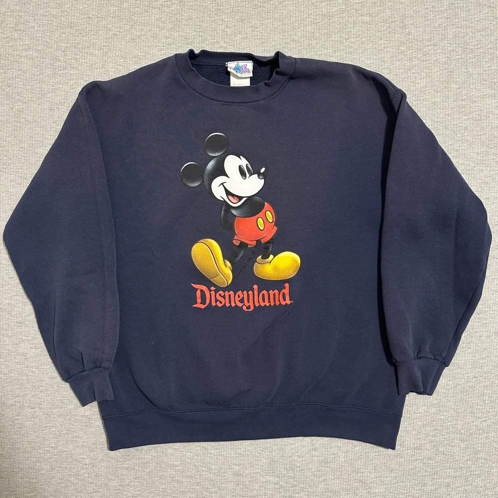 Vintage Disneyland Resort Mickey Mouse Graphic Sweatshirt Navy Blue Mens Large